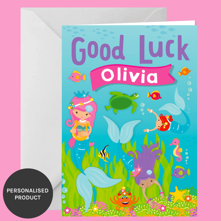 Pretty Mermaids Good Luck Card