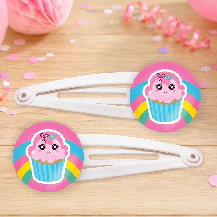 Birthday Cupcake 2 x Hair Clips