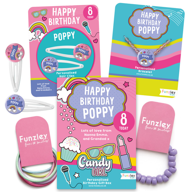 Personalised Candy Girl Small Birthday Letterbox Gift Box
