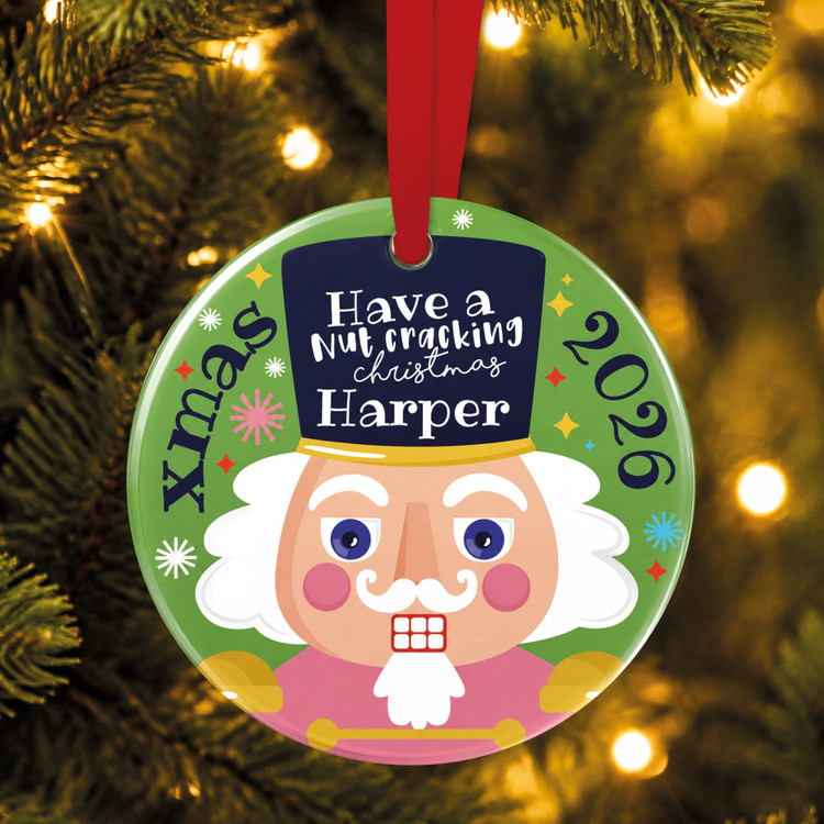 Personalised Nut Cracking Forest Green Christmas Tree Decoration
