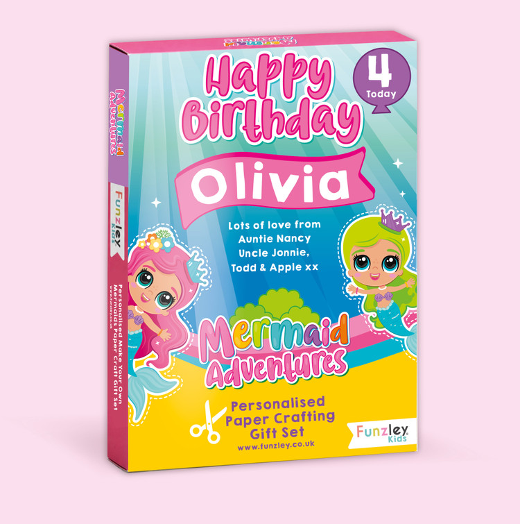 Personalised Mermaid Adventures, Birthday Paper Craft Kit