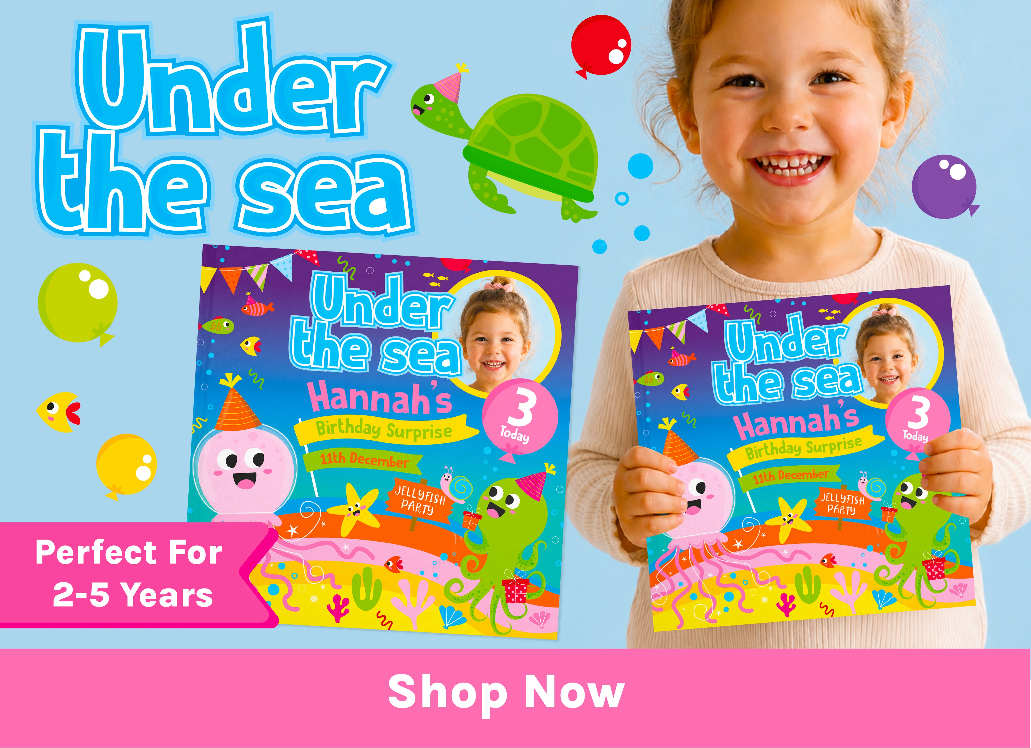 UNDER THE SEA PERSONALISED BIRTHDAY BOOK 1 - 5 YEARS