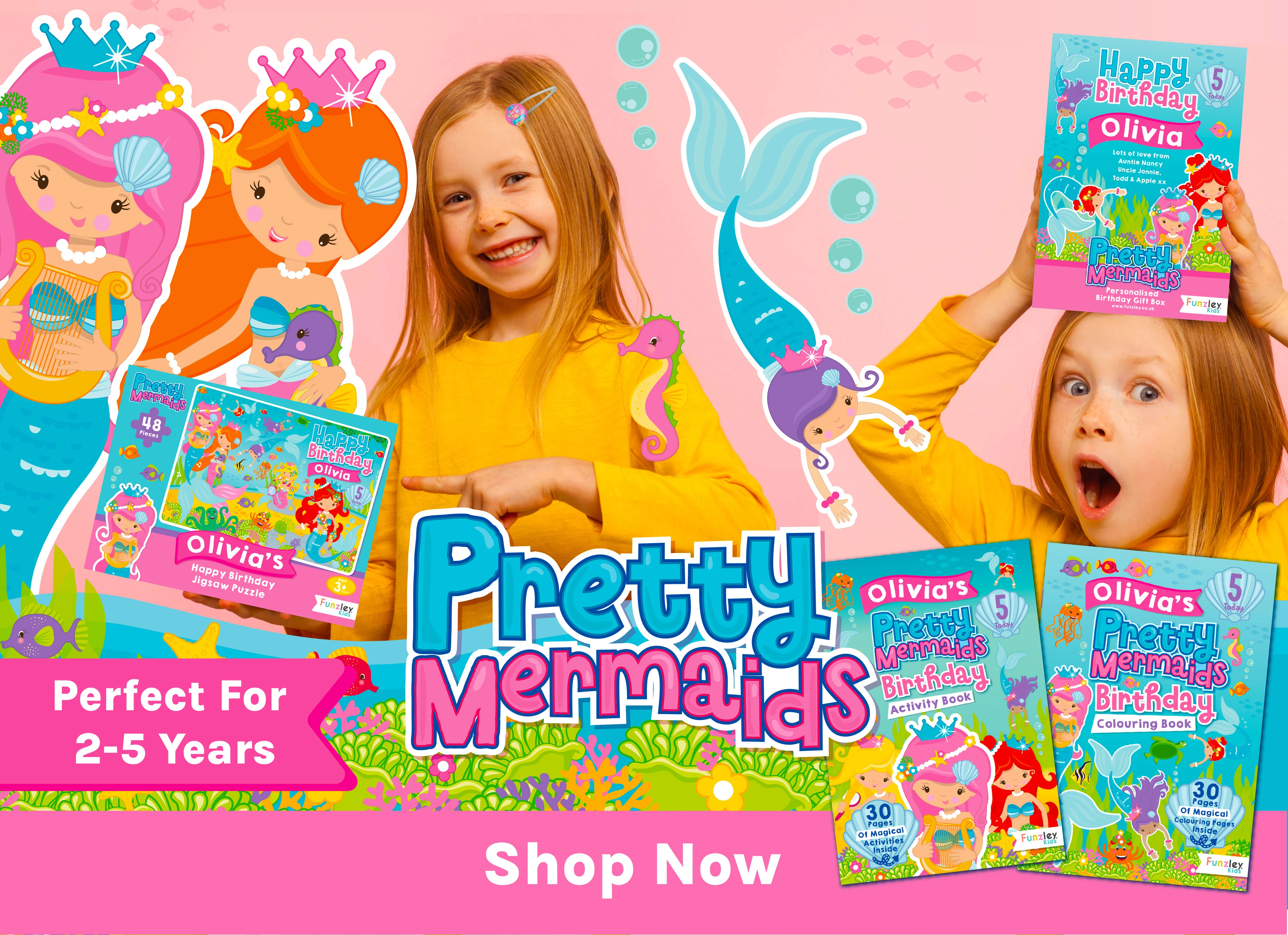 pretty mermaids personalised gifts for 2-5 years