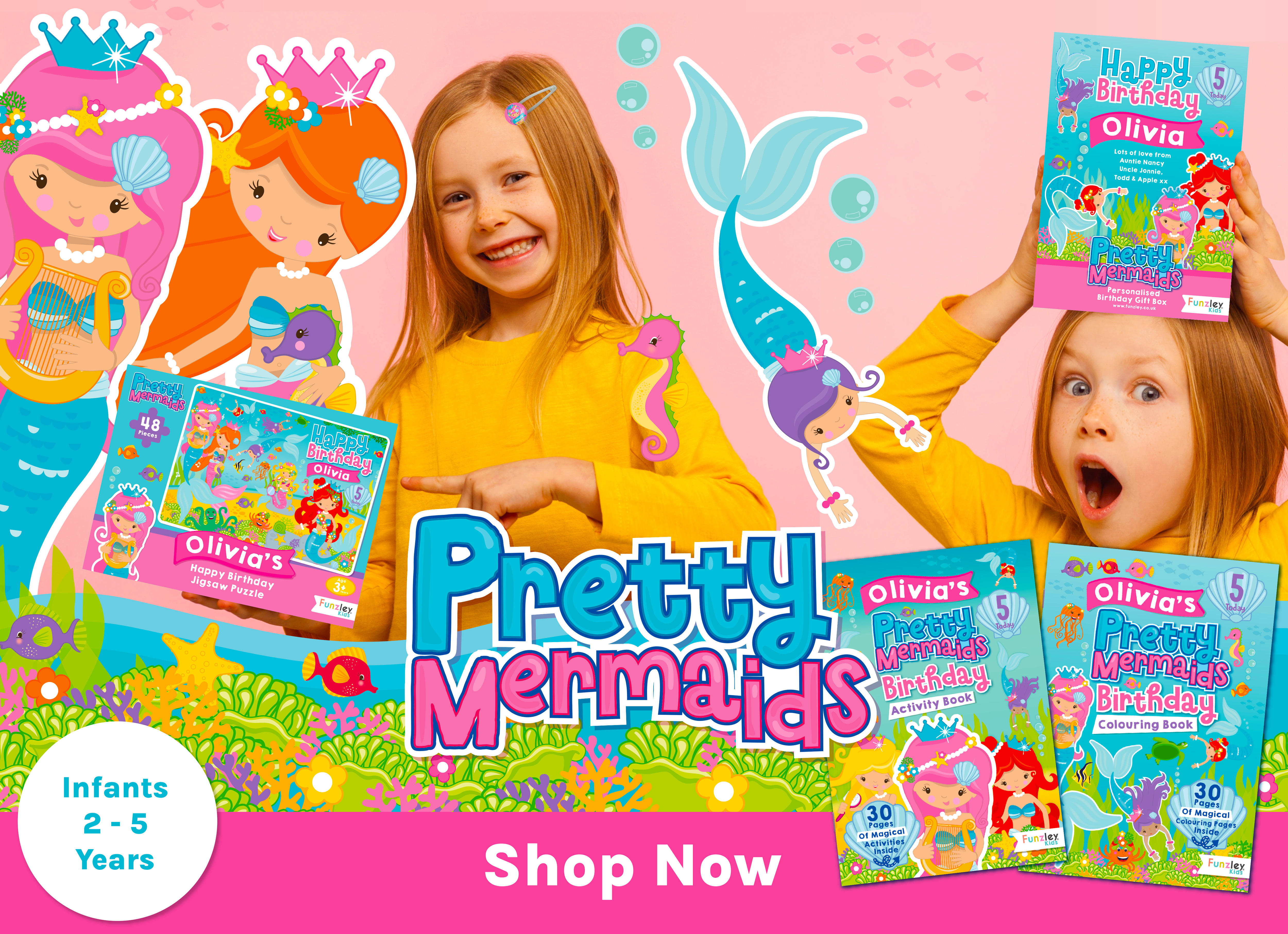 pretty mermaids personalised gifts for 2-5 years