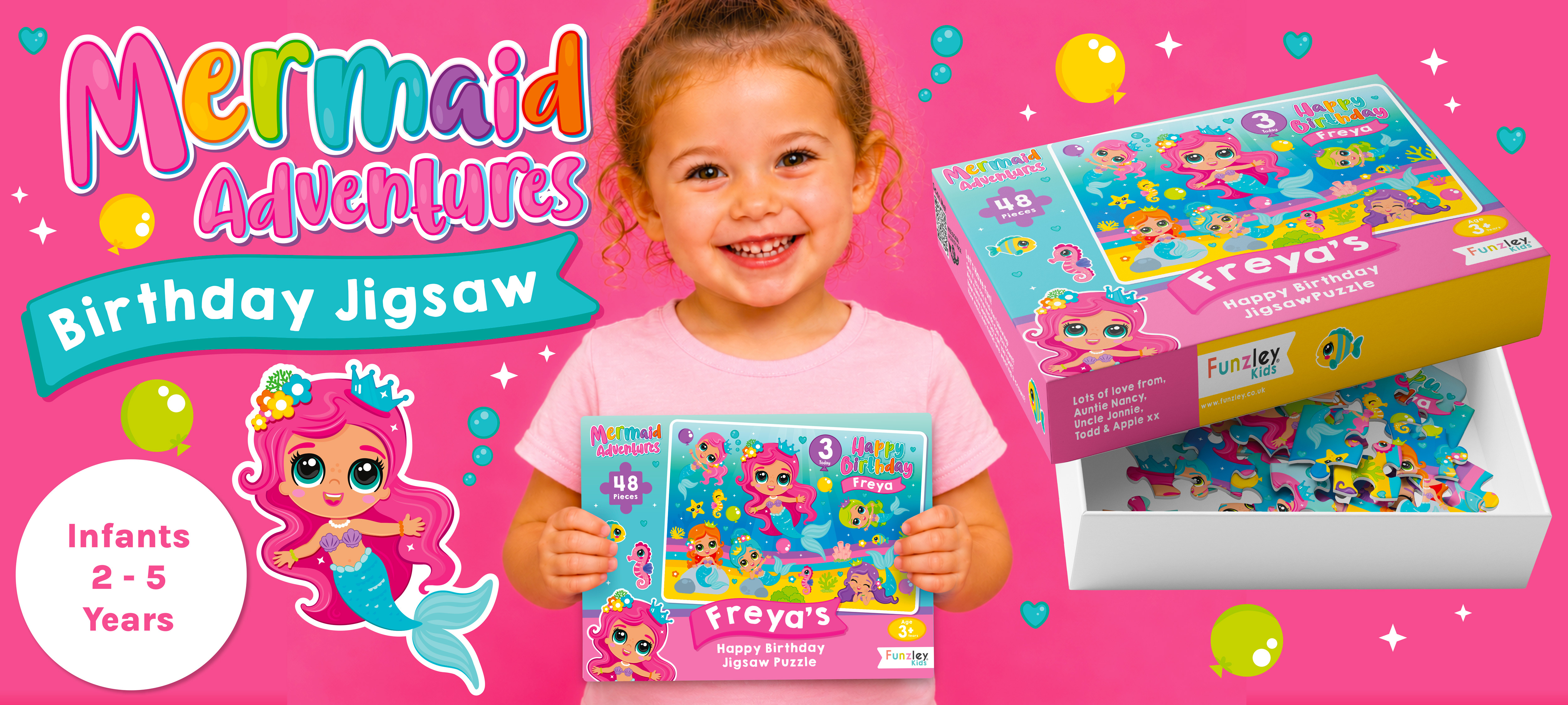 mermaid adventures personalised jigsaw puzzle 3 - 5 years