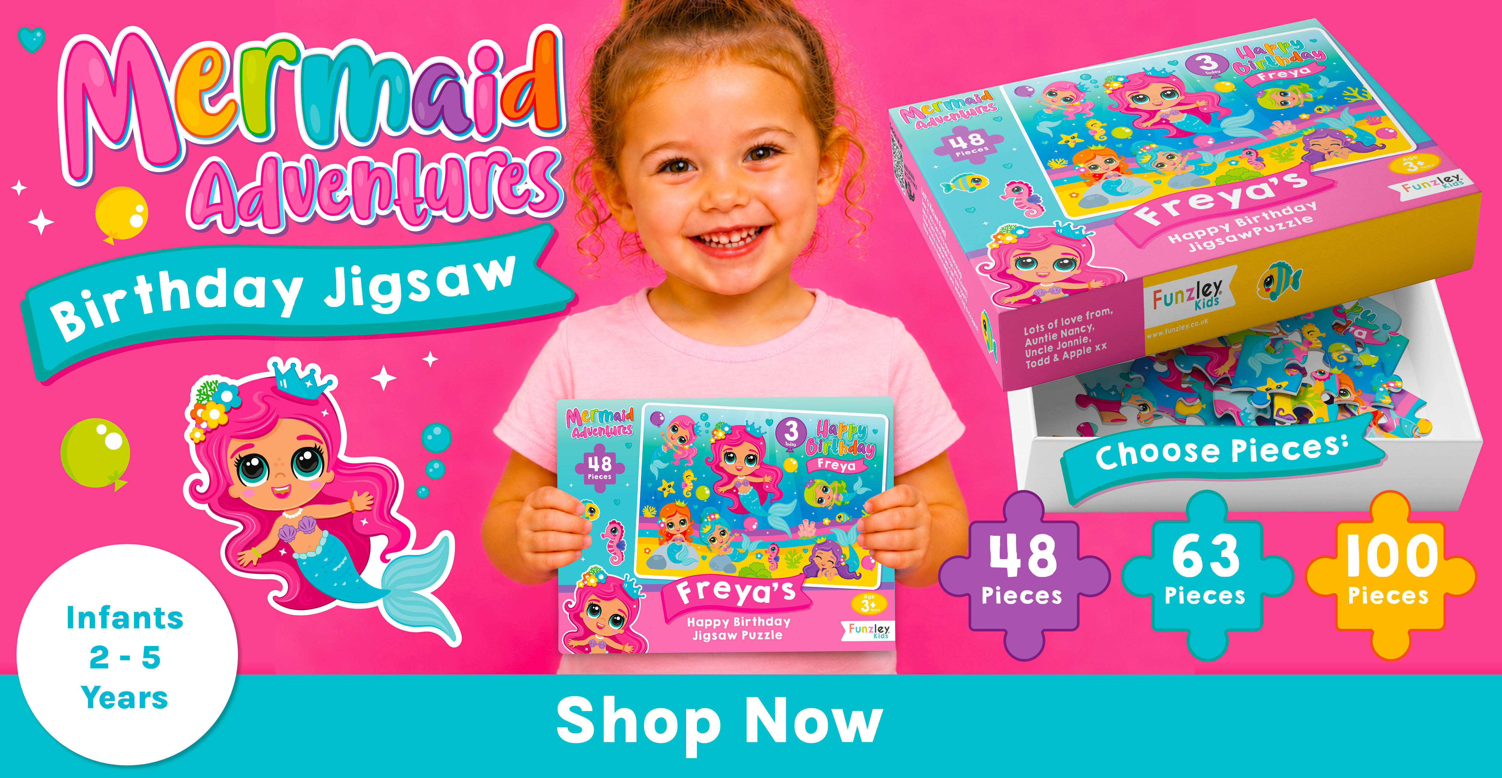 Mermaid Adventures personalised jigsaw puzzle 3-5 years