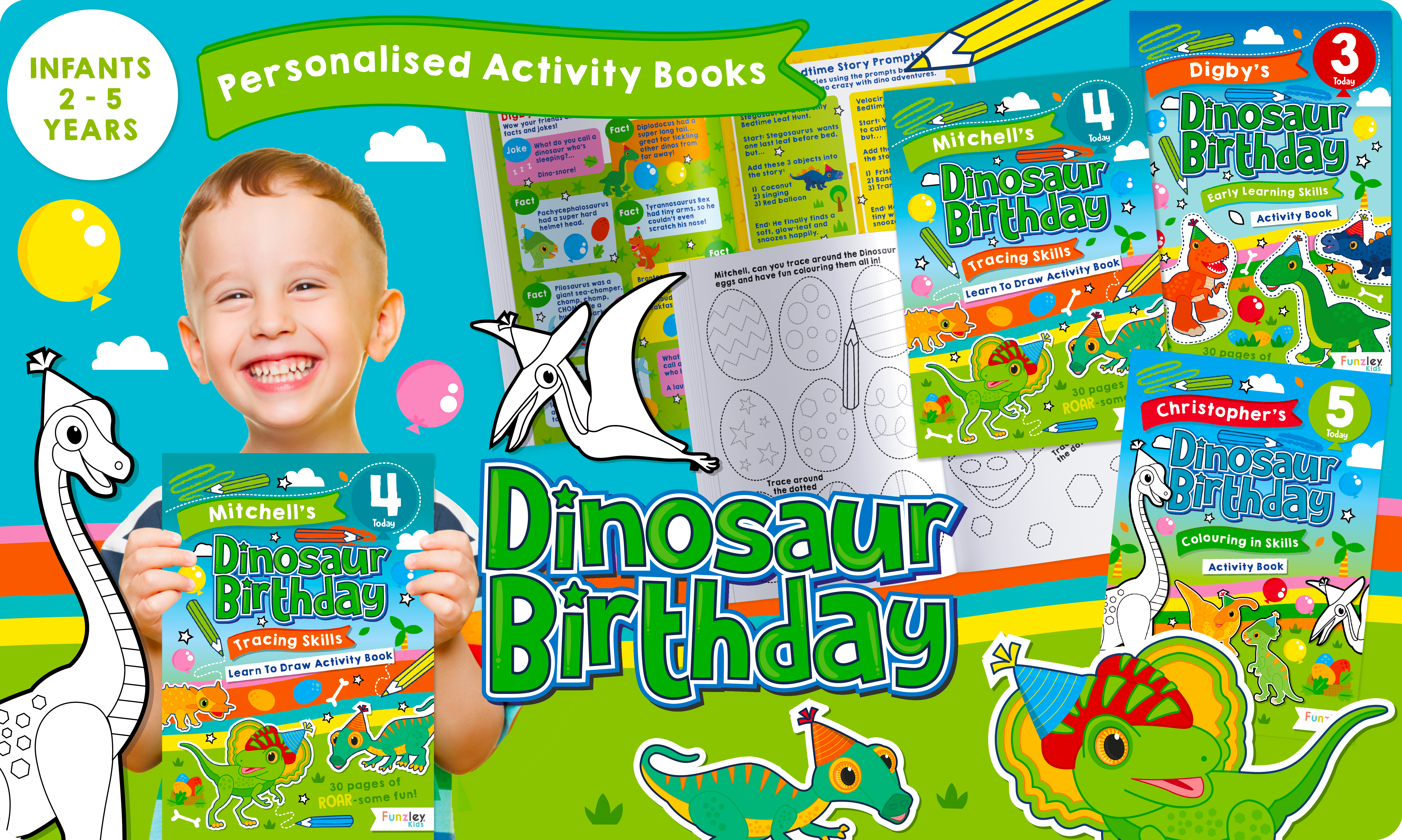 dinosaur personalised activity books