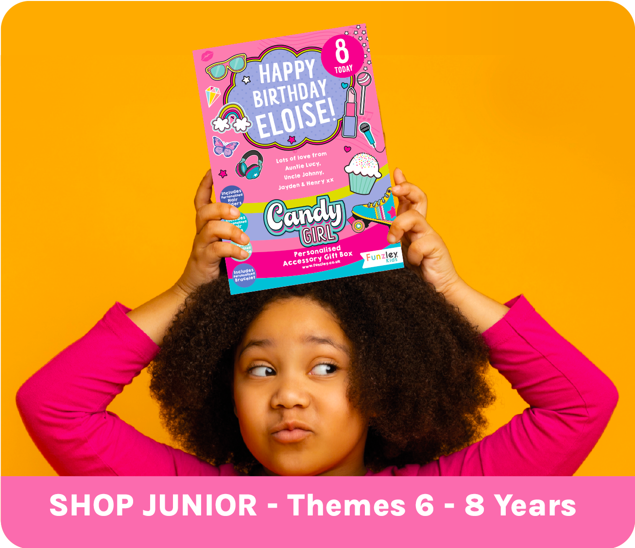 SHOP - Junior 6 - 11 Years, personalised kids birthday gifts, kids birthday personalised gifts, personalised children's birthday gifts, unique kids birthday gifts, personalised birthday gifts for children, kids birthday keepsakes, custom name birthday gifts for kids, personalised kids birthday presents UK, unique personalised kids birthday gifts, Funzley personalised birthday gifts