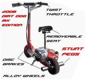 49cc Dirt Dog Gas Scooter with Rear Foot Pegs