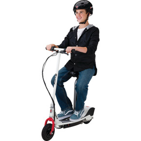 Razor E200S Seated Electric Scooter, for Ages 13+ and up to 154 lbs, 8" Pneumatic Front Tire, 200Watt Chain Motor, Up to 12 mph & up to 8-mile Range, 24V Sealed Lead-Acid Battery