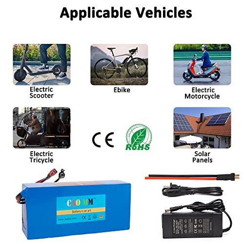 48v Battery, 10Ah/ 14AH/ 20AH Ebike Battery for 200-1200W Electric Bike Bicycle, Scooter and Others