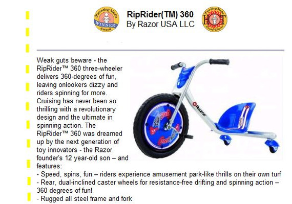 Razor RipRider 360 Caster Trike - Winner (iParenting Media Award)