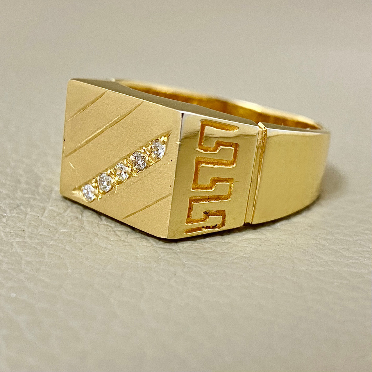 Unique Greek Key Diamond Ring 0.15tcw - Treasured & Co.