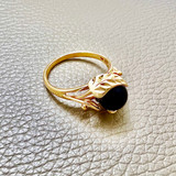 Unique Handcrafted Onyx Leaf Ring