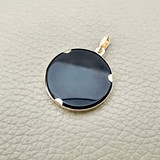 Elegant 14kt Yellow Gold Sagittarius Sign Pendant Featuring Black Onyx