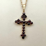 Garnet Cross Pendant Necklace 1.29tcw