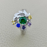 Multi Gemstone Leaf Ring 2.18tcw