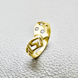 Fashion Greek Key Gold Ring 0.10tcw