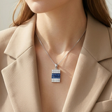 Sapphire And Diamond Pendant Necklace 1.40tcw