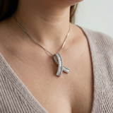 Awareness Ribbon Diamond Pendant Necklace 1.00tcw