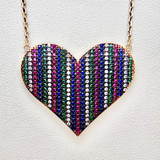 Rainbow Heart Necklace 3.05tcw