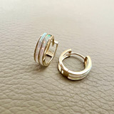 Opal Gold Hoops Earrings 4mm