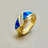 Opal Inlay Diamond Ring 0.12tcw