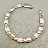 Two Tone Fancy Link Gold Bracelet 0.54tcw