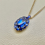 Sapphire Corundum Halo Pendant Necklace 12.81tcw