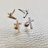 Diamond Cross Stud Earring 0.10tcw