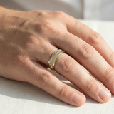 Two Tone Textured Step Wedding Ring 6mm