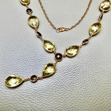 14 Karat Yellow Gold Necklace Featuring a Stunning Rose Cut Quartz.