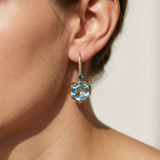Hexagonal Swiss blue topaz diamond drop earrings 12.50ct luxury yellow gold model