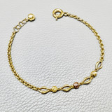 Fancy Beaded Cable Gold Bracelet 3.50g