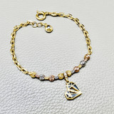 Unique Heart Charm Gold Bracelet 4.75g
