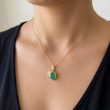 Zambian Oval Emerald And Diamond Pendant Necklace 1.50tcw