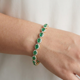 Oval Emerald Diamond Bracelet 10.40ct | Tennis Bracelet