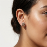 Champagne Diamond Halo Stud Earrings 1.00tcw RG