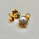 Tahitian Pearl & Diamond Earrings 13.23tcw 18kt
