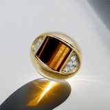 Tiger's Eye Diamond Ring | Men's Rings | 18kt