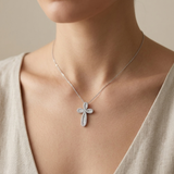 Diamond Cross Necklace White Gold 0.50tcw