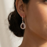 Garnet Double Halo Diamond Earrings 1.15tcw