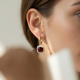 Cushion Garnet Diamond Earrings 1.18tcw