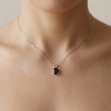 Solitaire Oval Sapphire Pendant Necklace 1.00tcw