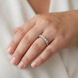 High-Profile Curved Diamond Wedding Ring White Gold 0.20tcw