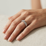 Baguette Diamond Wedding Ring Hand Engraved 0.10tcw White Gold