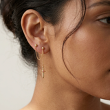 Ruby Dagger Stud Drop Earrings 0.02tcw