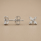 Floral Diamond Stud Earrings Marquise Shape 0.27tcw