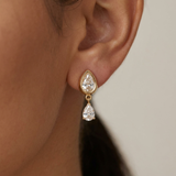 Pear Drop Stud Earrings 14K Solid Gold