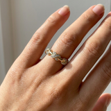 X diamond ring 14kt yellow gold model hand